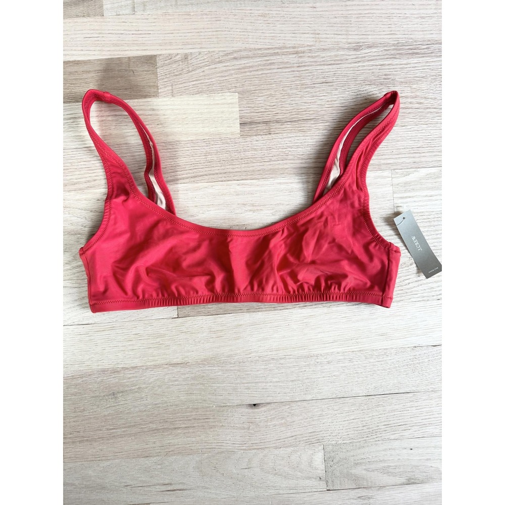 J Crew Swim Top Coral Red Scoop Neck Bikini Bra Style‎ RD5812 Size L